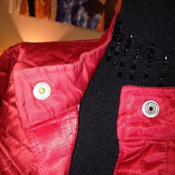 GAP retro red Quilted Snap Jacket coat - Picture 6 of 8